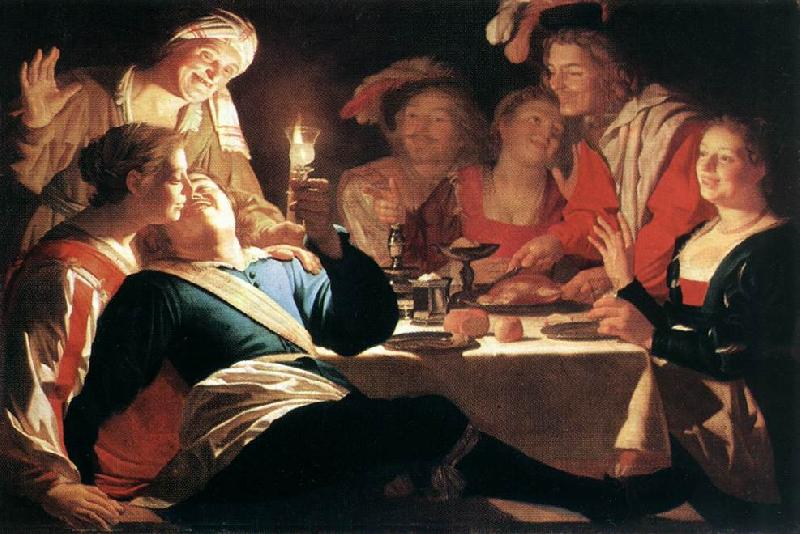 HONTHORST, Gerrit van The Prodigal Son af France oil painting art
